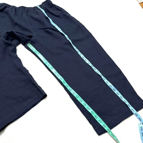 Eskandar sz 3 Japanese Trouser 100% Linen Pants Wide Leg Dark Navy US XL ? - Picture 10 of 12